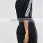 2017 Wholesale Best Selling Crew neck Raglan sleeves Ribbed cuffs retro styles Black Three Stripe Midi Dress