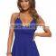 Sexy ladies deep V neck halter backless chiffon short romper