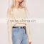 Plain White Ladies Sweater Knitwear Pullover Drop Shoulder Ladder Shoulder Distressed Crop Jumper Women