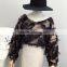 B22669A Sweet temperament feather tassel V-neek Lantern Sleeve Chiffon shirt