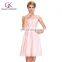 Grace Karin Sleeveless Crew Neck Pale Pink Chiffon Short Bridesmaid Dress GK000063-3