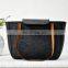 Grey Wool Felt Handbag with Leather Handles