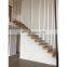 Modern Style Wooden Staircase With LED Lights Floating Straight Stairs Steel Handrail