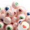 Gelées gonflables en forme de boules rondes, assorties de fruits, OEM, halal, emballées individuellement, en forme de yeux pour Halloween, dans un pot
