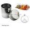 Outdoor Barbecue Stainless Steel Salt Sugar Spice salt and Pepper Shaker Seasoning Cans with Rotating Cover twist of 3settings