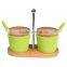 Biodegradable eco Bamboo Fiber round bowl with a lid , storage canister