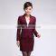 2015 latest wine red short skirt suits for women