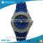 Fashion quartz movement silicone strap diamond circle lady wrist watch