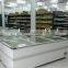 Supermarket top open glass door display fresh food island freezer showcase