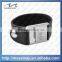 customized fashion gifts genuine leather bracelet with skull charm
