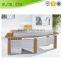 office reception desk white table green dampers with Iron frame Modern