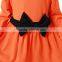 Kaiya latest orange with black bow girl dress children Halloween boutique clothing