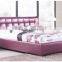 2016 modern design leather double sofa bed solid wood frame and leather for the bedroom furniture