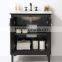 Brown Wooden Stain Bathroom Vanity Cabinet With Solid Wood Legs