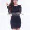 Popular design plus size mature women party wear long sleeve short dress