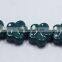 Bead porcelain dark green 19X15x8mm flower