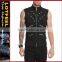 Stunning black darkstreet style mens sleeveless waistcoat in black cotton with webbing strap sleeveless jean jacket(ROCK022)