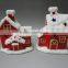 Hot sell ceramic Santa Clause Snowman house with LED light for Christmas Decoration