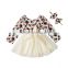 wholesale Fashion baby Girls Cotton print long sleeve dress with chffion Children clothes