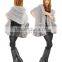 CX-B-M-15A Custom In Stock Large Real Mink Fur Knitted Shawl Poncho Scarf