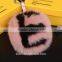 15CM Big Fluffy Bag Bugs Pom Pom Keychains Handmade Alphabet Real Fox Fur Ball Key chain Bag Charm Monster Letter Pompoms