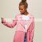 Lapel collar women's long windbreaker latest winter autumn pink trench coat