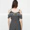 2017 Plain-coloured cut out shoulder sexy V-neck women Ruffled jumpsuit