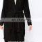 Ladies long coats suede fabric open front black suede leather trench coat wholesale
