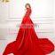 2017 Hot Sale Red Long Prom Dress Lace With Detachable Train