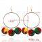 New designs big circle with colorful Pom pom Gypsy Earrings