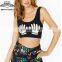 Summer Fashion Sexy Cartoon Palm Printing O-Neck Women Tank Top