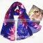 Multi color rfq flower printed burn out silk rayon scarves