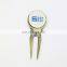 metal golf divot repair tool with golf ball marker