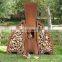 Customized large outdoor corten steel wood fireplace
