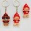 Plastic key ring figure miniature/3cm tall plastic pvc figure key chain