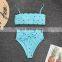 2019 New Sexy Solid Heat Print Beach Bikini Women Bow High Waist Bandeau Sling Beachwear Bathers Mujer Padded Swimsuit Biquini