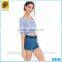 100% Cotton Blouse 2016 Fashion Design Square-neck Girls Blouse