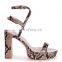 New stylish latest snake print high heels platform design crossover double strap ladies sandals shoes(sandalias mujer)