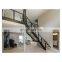 Straight Mild Steel Glass Modern Floating Staircase / Prefab Steel Glass Stair Indoor