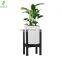 Natural Bamboo Plant Stand Planter Holder Painted Black Indoor Outdoor with Flower Pot Coaster Adjustable Width 8-12 Inches