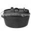 China cast iron camping pot with black surface and handle