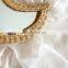 Crescent Rattan Decorative Mirror, Boho Home Wall Art