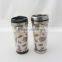 Double wall insulated thermo mug with paper print