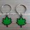 Green leaf shape black metal keychains