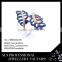 Latest fashion Double leaves micro paved Blue stones women's rings wholesale lucky stone finger ring