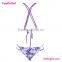 Light purple and white bikini swimwear