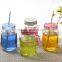 16oz colored glass mason jar with embossed logo