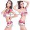 Women's Bikini Set Push-up Padded Bra Falbala Printing Swimwear Swimsuit