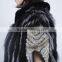 Real rabbit fur vest fox fur striped vest KZ150077