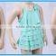 Green many layers one piece cute young girl bikini kids swimwear